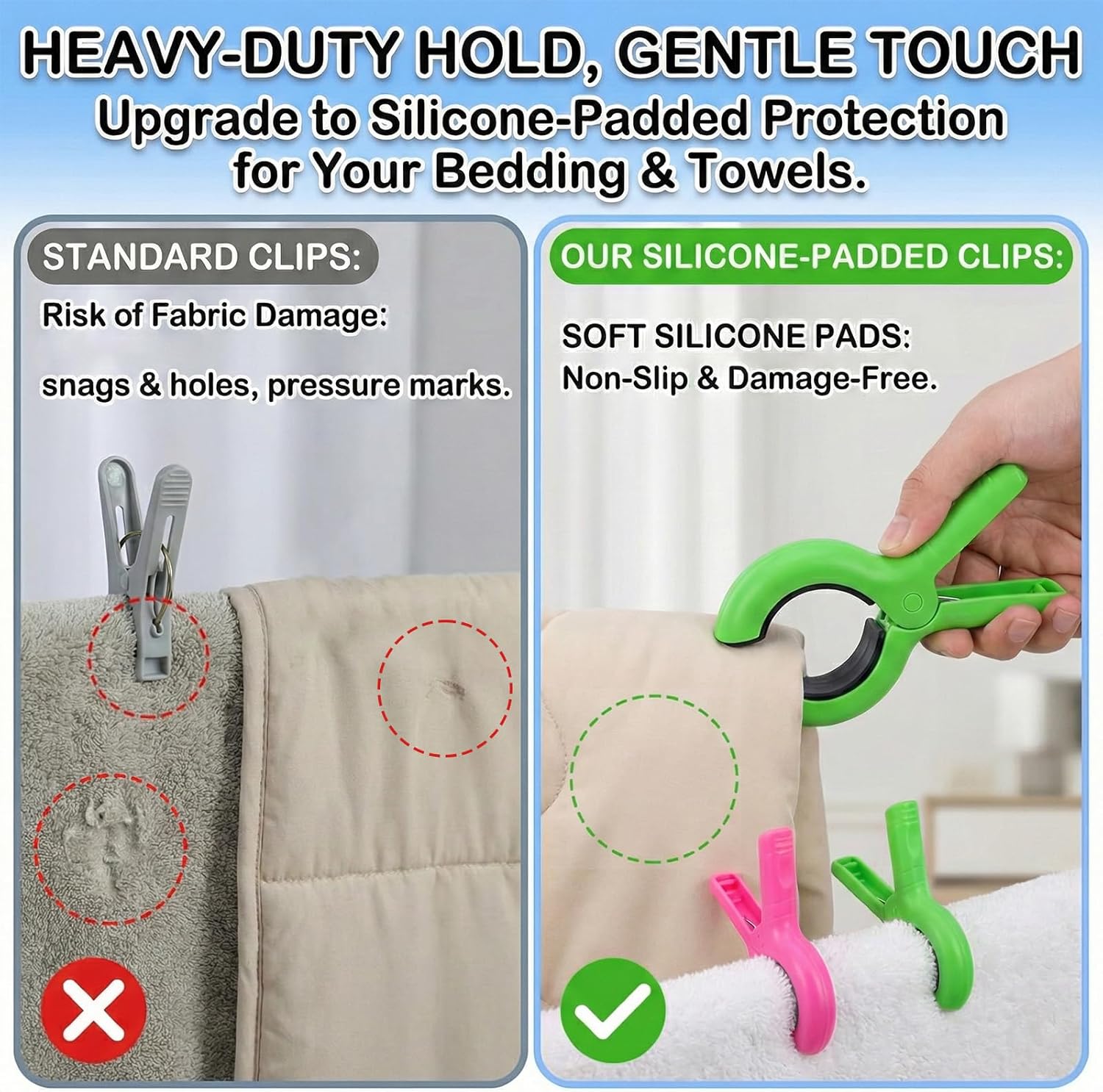 5.1"Jumbo Beach Towel Clips 8 Pcs, Storage Bag Included, Towel Clamps, Plastic Clothes Pegs Hanging Clamps, for Pool Cover/Cruise Chairs, Heavy Duty Clothes Pins Beach Accessories (Jumbo Size - 8 pcs)