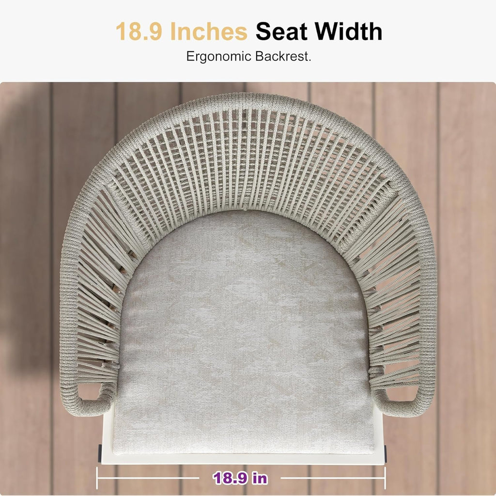 PURPLE LEAF Outdoor Bar Stools Set of 2 Modern Wicker Barstools with Wraparound Backrest Boho Aluminum Woven Chairs for Kitchen Island Indoor Outdoor Garden, Gray