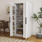 62.99''White Kitchen Pantry Cabinet Tall Freestanding Pantry Storage Cabinet with Doors and Shelves Buffet Cupboards Sideboard Tall Kitchen Pantry Storage Cabinets Food Pantry for Living Room