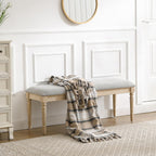 chairus Farmhouse Dining Bench 46" Wooden Entryway Bench with Padded Seat and Nailhead Trim for Kitchen Bedroom,Indoor and Hallway, Grey Linen