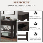RuiSiSi 48” Console Table with 3 Drawers and 2 Shelves, Farmhouse Wood Sofa Table for Living Room, Entryway, Hallway, Distressed Black