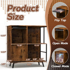 Faesun 3 Tier Flip Top Record Player Stand, Vinyl Record Storage Holds up to 300+ Albums, Large Record Player Cabinet, Vintage Turntable Stand with Vinyl Display, for Living Room Bedroom, Rustic Brown