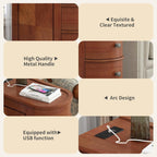 Narrow End Table with Charging Station, Vintage Slim Sofa Side Table & Nightstand with 2 Drawers, Compact Wood Storage for Living Room Bedroom Small Spaces, Fully Assembled, Brown