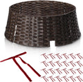 28" Christmas Tree Collar for Pencil Trees with 24Pcs Velvet Christmas Tree Bows,Cord Cut-Out, Basket Tree Skirt Collar Stand for 4.5-9 ft Artificial Trees