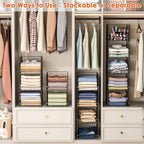 5-Tier Stackable Closet Storage Baskets, Closet Organizers and Storage Shelves, Foldable & Stackable Clothes Storage Bins for Closet System, Closet Shelf Organizer for Home,Black(Patent No. 30022416)