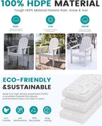 SERWALL Stackable Modern Adirondack Chairs Set of 2, HDPE Outdoor Patio Chairs with Space-Saving Design, All-Weather Fire Pit Chairs with Widened Seat for Deck, Backyard, Garden, Lawn (White)