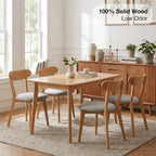 100% Solid Wood Dining Room Chairs - Practical Kitchen Chairs - Wood Chair for Dining Room, Kitchen (1, Natural Wood Grey Cushion)