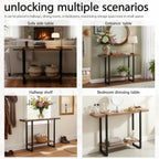 Narrow Console Table, 1.8" Thick Solid Wood Entryway Table for Small Spaces, Heavy Duty 2-Tier Sofa Table, Industrial Metal Frame Hallway, Accent Table for Entrance, Living Room