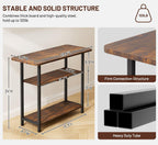 SLEEPING LAMB Side Table for Living Room, 3-Tier End Table for Small Space with Wide Storage Tabletop, Rustic Brown Narrow Nightstand for Bedroom, Sofa Couch