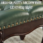 Foot Stools Ottoman, Small Vintage Leather Footstool for Living Room, Solid Wooden Ottoman Foot Rest,Shoe Change Bench at the Entrance (Dark Green)