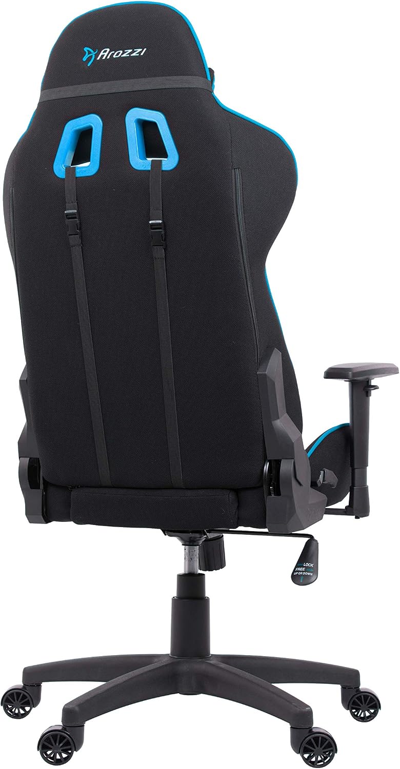 Arozzi - Forte Mesh Fabric Ergonomic Computer Gaming/Office Chair with Recliner, Swivel, Tilt, Rocker, Adjustable Height and Adjustable Lumbar and Neck Support Pillows - Black - Blue Accents
