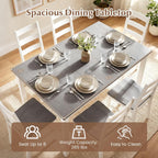 Giantex Dining Table for 4-6, 60" Rectangular Kitchen Table with Solid Rubber Wood Legs, Farmhouse Wooden Dinner Table for Dinette, Home Office, Living Room (Gray)