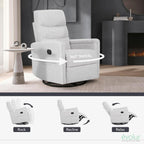 Evolur Peyton Manual Glider Recliner – Fog Grey, Rocking & 360° Swivel with Smooth Glide – GREENGUARD Gold & FSC Certified – Modern Nursery and Living Room Chair
