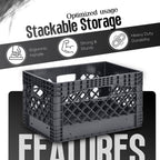 Juggernaut Storage 3-Pack 24-Quart Heavy-Duty Plastic Stackable Milk Crates with Handles, Black – Open Bin Basket Organizers for Home, Office, Dorm, and Car Organization