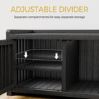 Storage Bench - 2 Doors Waterproof Resin Shoe Bench with Adjustable Shelves - Indoor & Outdoor Use, Entryway Bench with Seating for Bedroom, Living Room, Hallway - Black