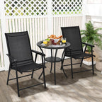 Tangkula Set of 6 Patio Folding Chairs, Outdoor Fabric Dining Chairs with High Back & Armrests, Sturdy Metal Frame for Patio Lawn Garden (Black)