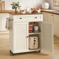 VASAGLE Mobile Kitchen Island, Portable Island on Wheels, Mobile Cart with Storage Cabinet for Dinning Room, 15.8 x 30.9 x 35.1 Inches, Rustic White and Honey Brown UKKI009WJ01S