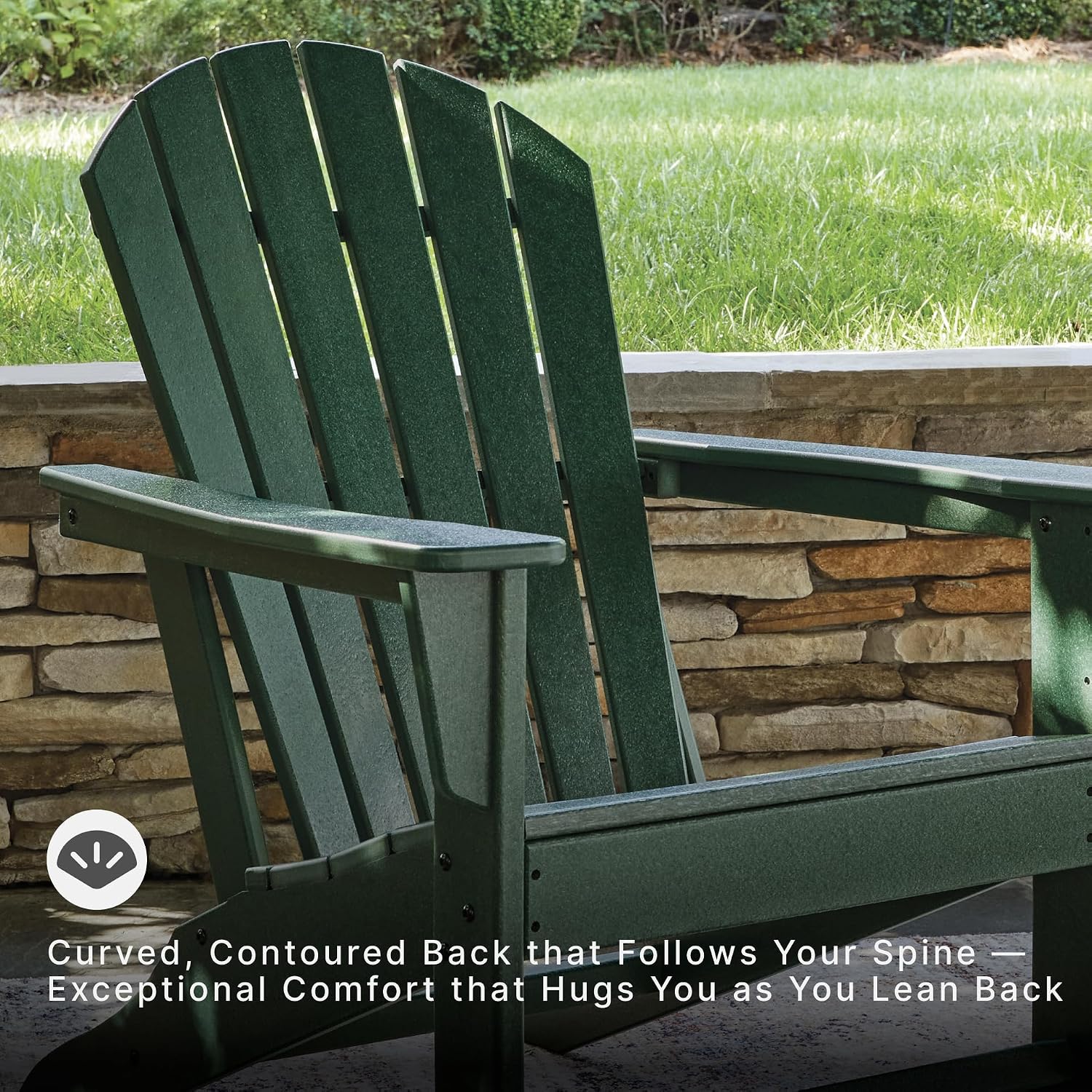 Signature Design by Ashley Karson City Green Adirondack Chair, Durable Weather Resistant HDPE, 36 Lbs Frame, Outdoor Patio Seating