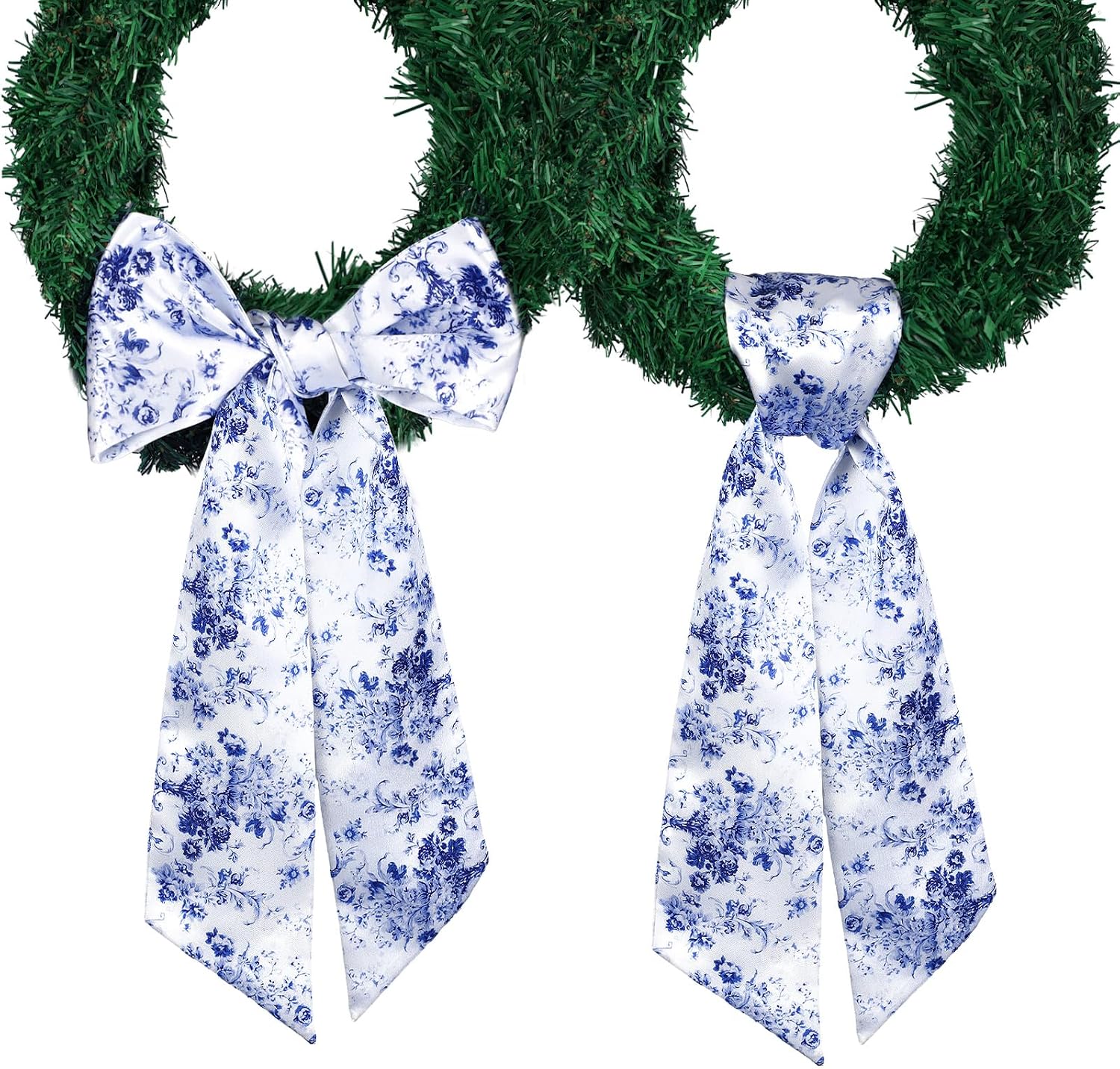 2 Pcs Wreath Sash for Front Door Reversible Chinoiserie Wreath Sash Accessories Decor for Monogram Garland Ribbon Porch Indoor Outdoor Home Party Yard Doorway(Chinese Style)