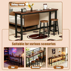 ZMHPLKH Narrow Bar Table for Small Spaces Industrial Rectangular Counter Height Table Retro Brown Wood Panel & Black Metal Frame Breakfast Bar Table for Apartments, Kitchen, Entryway