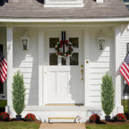 THE BLOOM TIMES Artificial Topiary Cedar Trees Outdoor 4FT Tall 2 Set, Realistic Faux Pine Cypress Shrubs Bushes, UV Resistant Large Fake Evergreen Plants for Front Porch Outside Planter Decor 4 Foot
