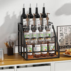 Coffee Syrup Rack Organizer, 3 Tier Countertop Storage Shelves, Kitchen Storage, 12 Syrup Bottle Stand Holder for Wine, Liquor, Kitchen Coffee Station Organizer Rack, 13.8"x13.4"x13.0", Rustic Brown