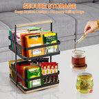 Tea Bag Organizer, 2-Tier 360° Rotating Tea Bag Holder Organizer, 8-Baskets Tea Holder Accessories Holds 120+ Tea Bags, Gift for Decor Kitchen, Cabinet, Bar Countertop Storage