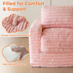 MAXYOYO Kids Bean Bag Chair, Comfy Upholstered Bean Bag Sofa with Filler | Faux Fur Floor Sofa with Pillows and Armrests, Lazy Floor Chair Couch for Boys and Girls, Pink
