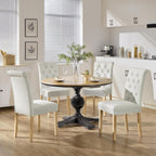 Yaheetech Dining Chairs Set of 4 Fabric Upholstered Dining Room Chairs with Button Tufted High Back and Solid Wood Legs for Kitchen/Living Room/Restaurant, Modern Style, Beige