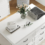 FUFU&GAGA Closet Island with 12 Drawers, Storage Bench with Cushion & Flip Door for Walk-in Closet, Shoe Bench Seating Island with Hidden Storage for Dressing Room, White, 61.9”W x 27.6”D x 32.6”H