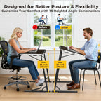 FoldWise Upgraded Folding TV Tray Table - Extra Large & Sturdy Laptop Table for Couch, Height & Angle Adjustable Desk for Dinner, Work & TV - Includes Footrest, Cup Holder, iPad Holder & Edge Stopper