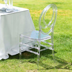 Efavormart Stackable Clear Acrylic Phoenix Chiavari Ghost Chair, Transparent Resin Armless Oval Back Chair