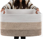 OIAHOMY Large Blanket Basket, 22”x17”x12” Rectangle Woven Baskets, Nursery Blanket Storage Living Room, Toy Storage With Handle, Large Baskets for Organizing-Gradient Yellow