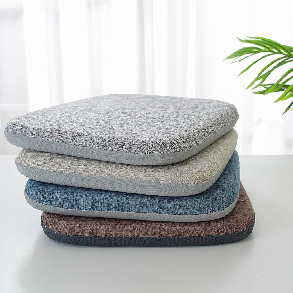 High Resilience Memory Foam Chair Cushion 13"x13"x2" Set of 2 Square Chair Pads and Washable Cover Non Slip Seat Cushions for Indoor Dining Room Kitchen and Office Chairs (Coffee,13"x13")