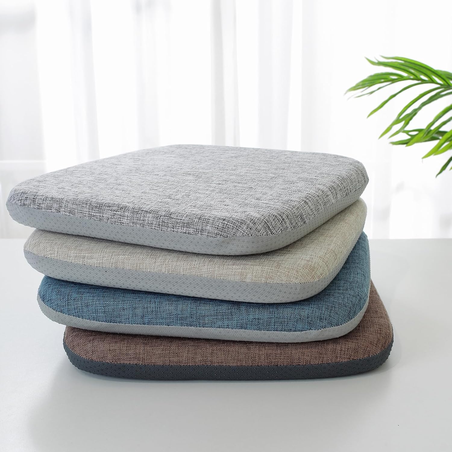 High Resilience Memory Foam Chair Cushion 13"x13"x2" Set of 2 Square Chair Pads and Washable Cover Non Slip Seat Cushions for Indoor Dining Room Kitchen and Office Chairs (Coffee,13"x13")