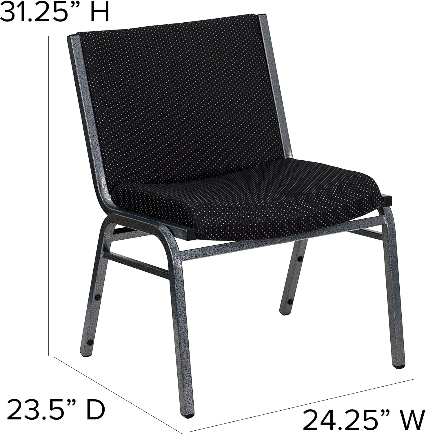 EMMA + OLIVER Big & Tall 1000 lb. Rated Black Fabric Stack Chair