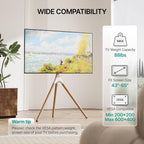 Artistic Easel TV Stand for 43-65 Inch TVs, 180° Swivel Tripod TV Stand up to 88 lbs, Floor TV Mount with Cable Management for Bedroom, Living Room and Corner, Max VESA 600x400mm, White