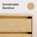 Nectar Bamboo Nightstand, Natural, 23" Height, Japanese Joinery | Bamboo Wood, Artisinal Japense Joinery, 2-Smooth Gliding Drawers, No-Tool Assembly
