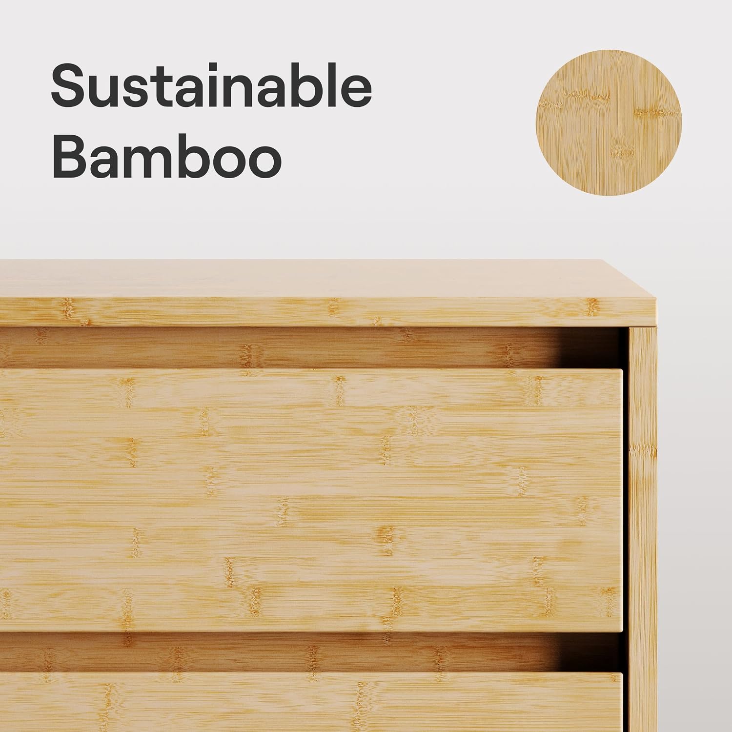 Nectar Bamboo Nightstand, Natural, 23" Height, Japanese Joinery | Bamboo Wood, Artisinal Japense Joinery, 2-Smooth Gliding Drawers, No-Tool Assembly