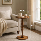 Small Wooden Round Side Table - Accent Nightstand Pedestal Table for Living Room, Bedroom - Compact Coffee Table, Tea Table, Drink Table, End Table for Small Spaces, Corners, Office