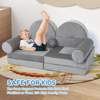 Modular Kids Play Couch 13Pcs Kids Sofa for Playroom, Bedroom, Nursery and Living Room Fold Out SofaBed Unlimited Creativity Sofas Convertible Play Fort (Dark Grey)
