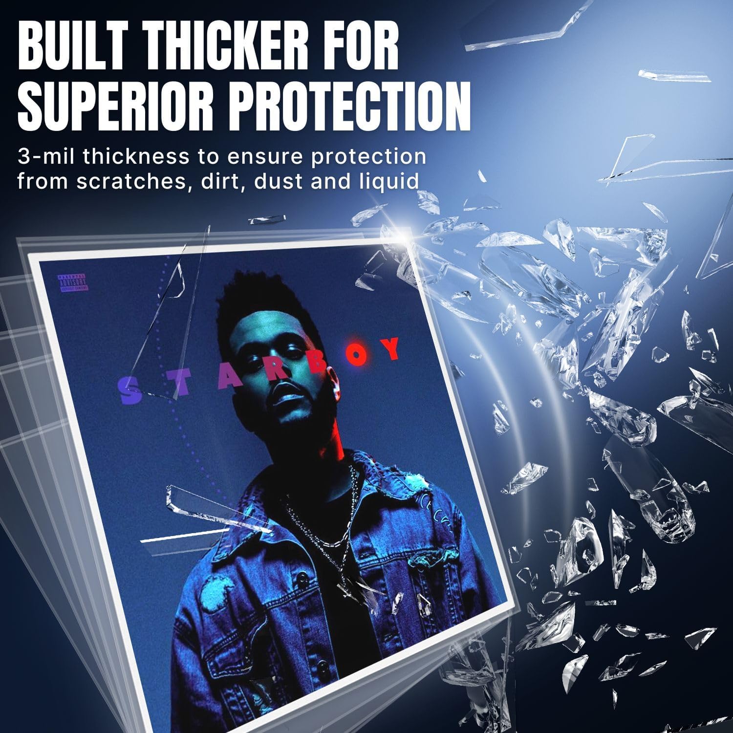 TNP 50 Vinyl Outer Sleeves Cover - Thick 3 Mil Vinyl Record Album Protective Sleeves 12.75" x 12.75" - Crystal Clear Plastic Record Sleeve for Single & Double LP Album Covers Storage Collection