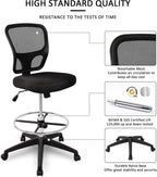 HYLONE Ergonomic Office Chairs, Office Drafting Chair, Rolling Stool Chair Armless Standing Desk Chair with Footrest Bar Stools for Home,Office & Bar