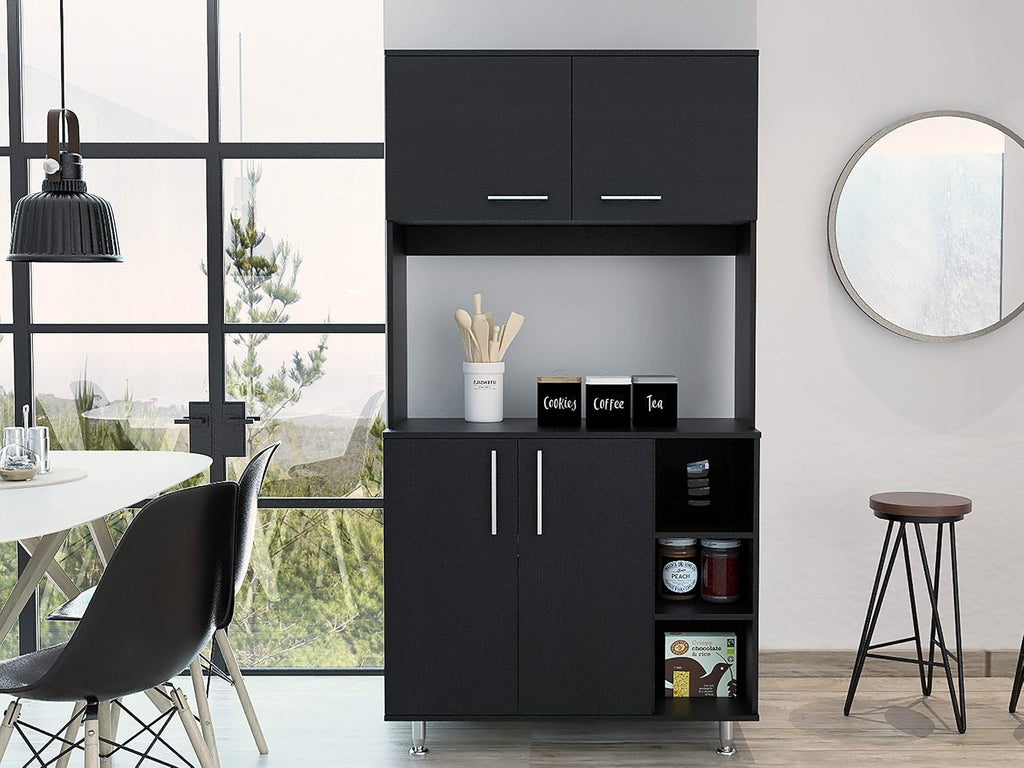 3-Shelf Pantry Cabinet,Buffet Kitchen Sideboard,Black Wengue,for Kitchen,Dining Room,37.4 * 15.74 * 70.86