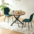 Homedot Round Dining Table Set for 2 with Green Chairs, Modern Mid Century Kitchen Table Chairs Set for Dining Room, 37-Inch Circle Dining Set with Upholstered Chairs for Apartment/Restaurant