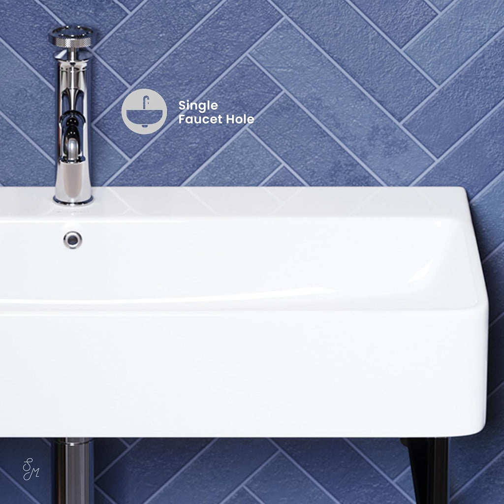 Swiss Madison Well Made Forever SM-CS733, Carre 36" Ceramic Console Sink In Glossy White Basin