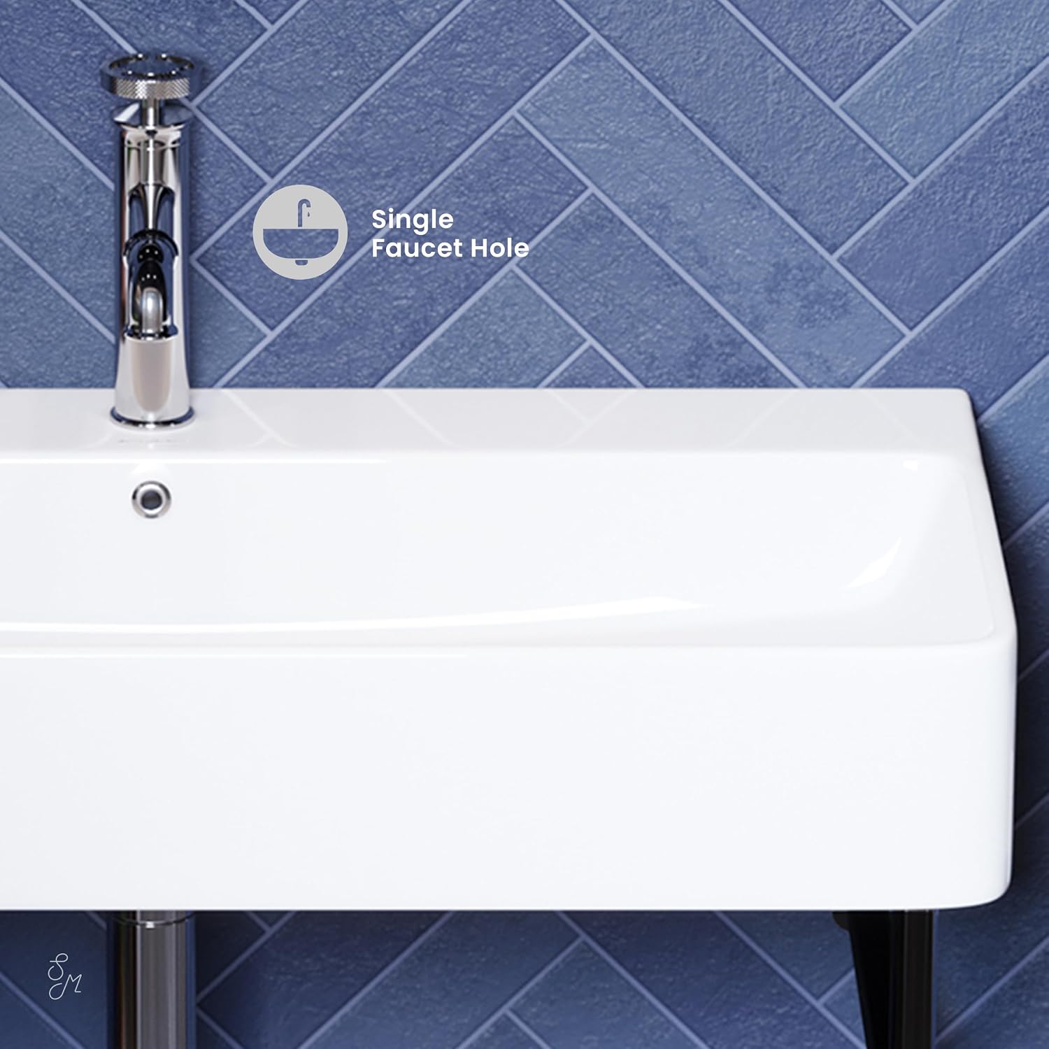 Swiss Madison Well Made Forever SM-CS733, Carre 36" Ceramic Console Sink In Glossy White Basin
