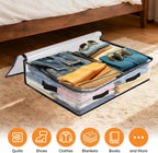 6 Pack Under Bed Storage Bags, 60L Foldable Clear Storage Containers with Handles, Dual Zippers for Comforter, Clothes, Bedding, Linen Sheets, Sweaters, Blanket Storage