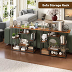 HavenlyYouth 41.3 Inch Entryway Table, Narrow Console Table Behind Couch, Accent Sofa Table with Storage Shelves for Hallway, Entrance, Foyer, Living Room, Rustic Brown