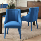 Hyfirm Dining Chairs Set of 2 – High-Back Upholstered Kitchen Chairs with Plush Fabric & Solid Wood Legs, Fully Wrapped Design in Navy Blue